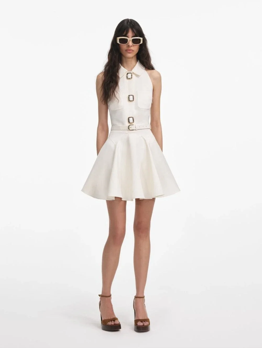 Self-portrait Cream Linen Mini Dress Size 6
